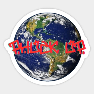 phuck up glitch globe Sticker